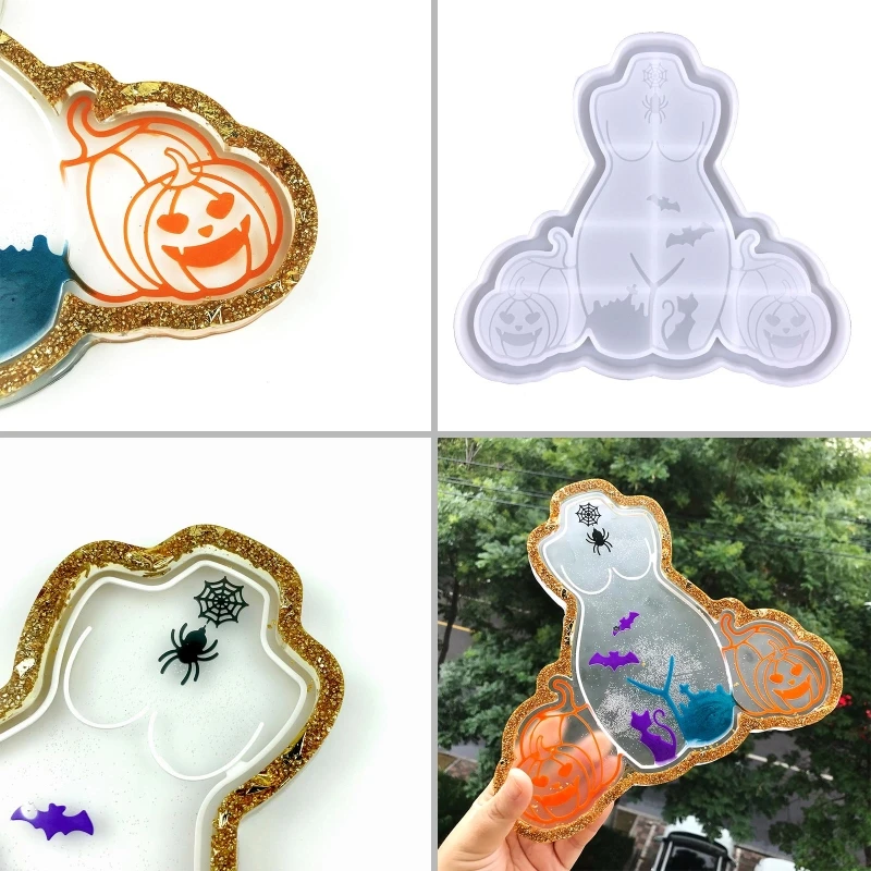 Fruit Wine Cup Tray Mold Halloween Woman Silicone Epoxy Resin Mold Used to Make Artificial Pieces Coasters