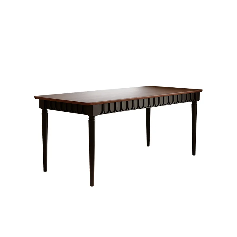 

Medieval solid wood dining table French retro rectangular dining table and chair combination small apartment family living room