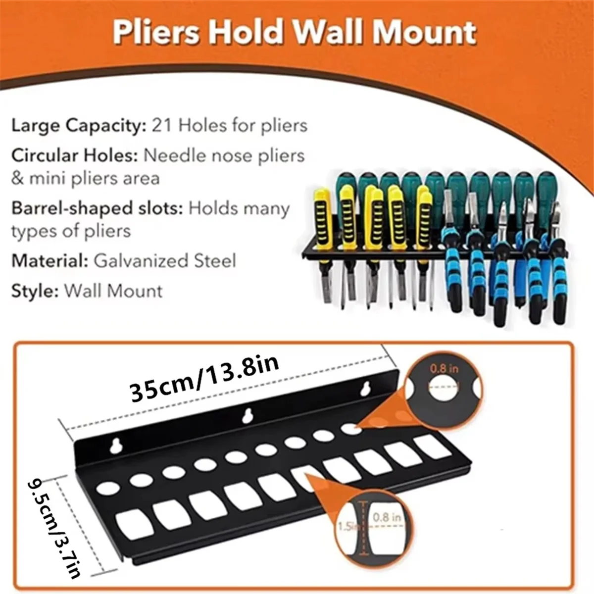 A002 Wall Mount Hand Tool Holder Rail Rack Garage Workshop Hardware Tool Hanger Pliers Holder