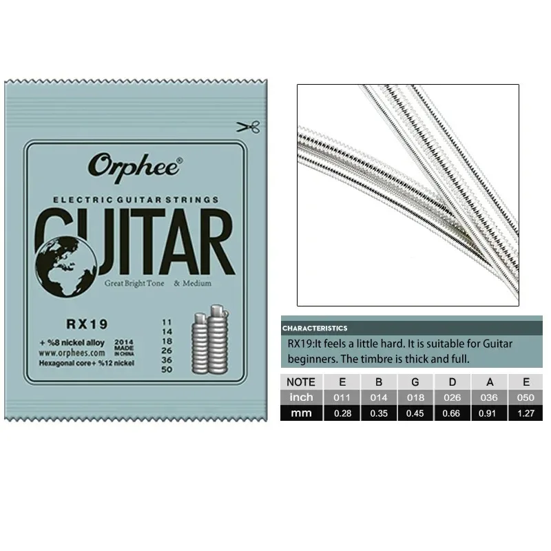Orphee RX-serie elektrische gitaarsnaren Zeshoekig koolstofstaal 6-snarige kern Austenitische legering gewikkelde snaren Gitaaraccessoires