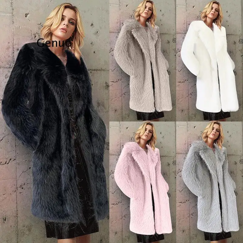 Mulheres Elegante Inverno Plush Faux Fur Sobretudo Feminino Casual Solto Casaco Jaquetas 2023 New Full Sleeve Moda Casaco