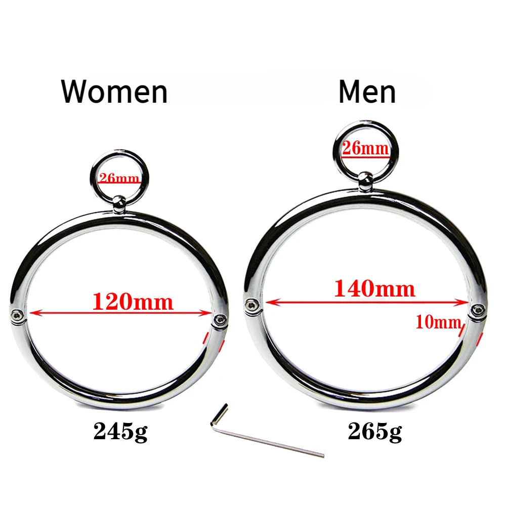 Men Alloy Metal Neck Collar BDSM Bondage Adult Games Ring Steel Collars with Chain Restraints Erotic Couples Sex Toys For Woman