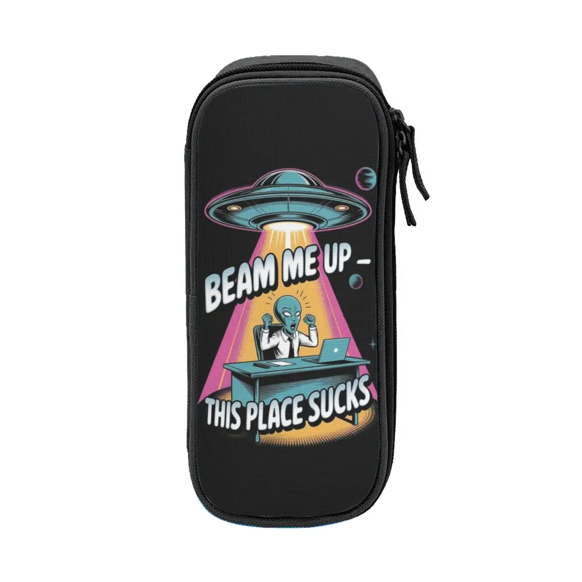 

Beam Me Up This Place Sucks Funny Alien UFO Sci-Fi Pencil Case Creative Pen Holder Bag Kids Students School Gift Pencil Box