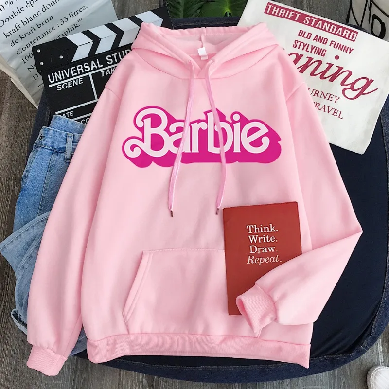 2024 New Autumn Popular Barbie Cartoon Peripheral Hooded Sweatshirt Girls Y2K High Quality Casual Fashion Y2K Printed Tops Gift