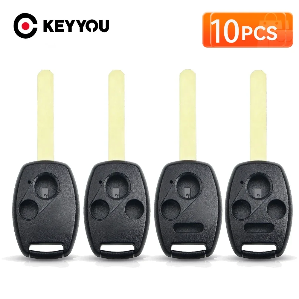 

KEYYOU 10 шт. для Honda CR-V, Civic, Insight, Ridgeline 2003, 2008, 2009, корпус ключа с необрезанным лезвием, 2/3/4 кнопки, чехол для автомобильного ключа, брелок-пульт