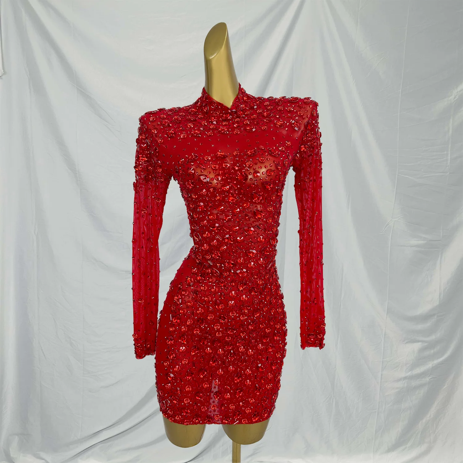 Cuixing Elegant Diamonds Birthday Party Performance Dress Sparkling Diamond Mini Evening Gown Sexy Prom Dress for Ladies Vestito