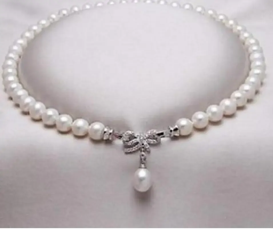 Fine jewelry   9-10mm south sea natural white pearl necklace 18