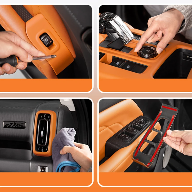 

For HAVAL H9 2nd 2024 2025 2026 Car Orange brown Color Interior Steering Frame Decoration Cover Trim Stickers ABS Accessories