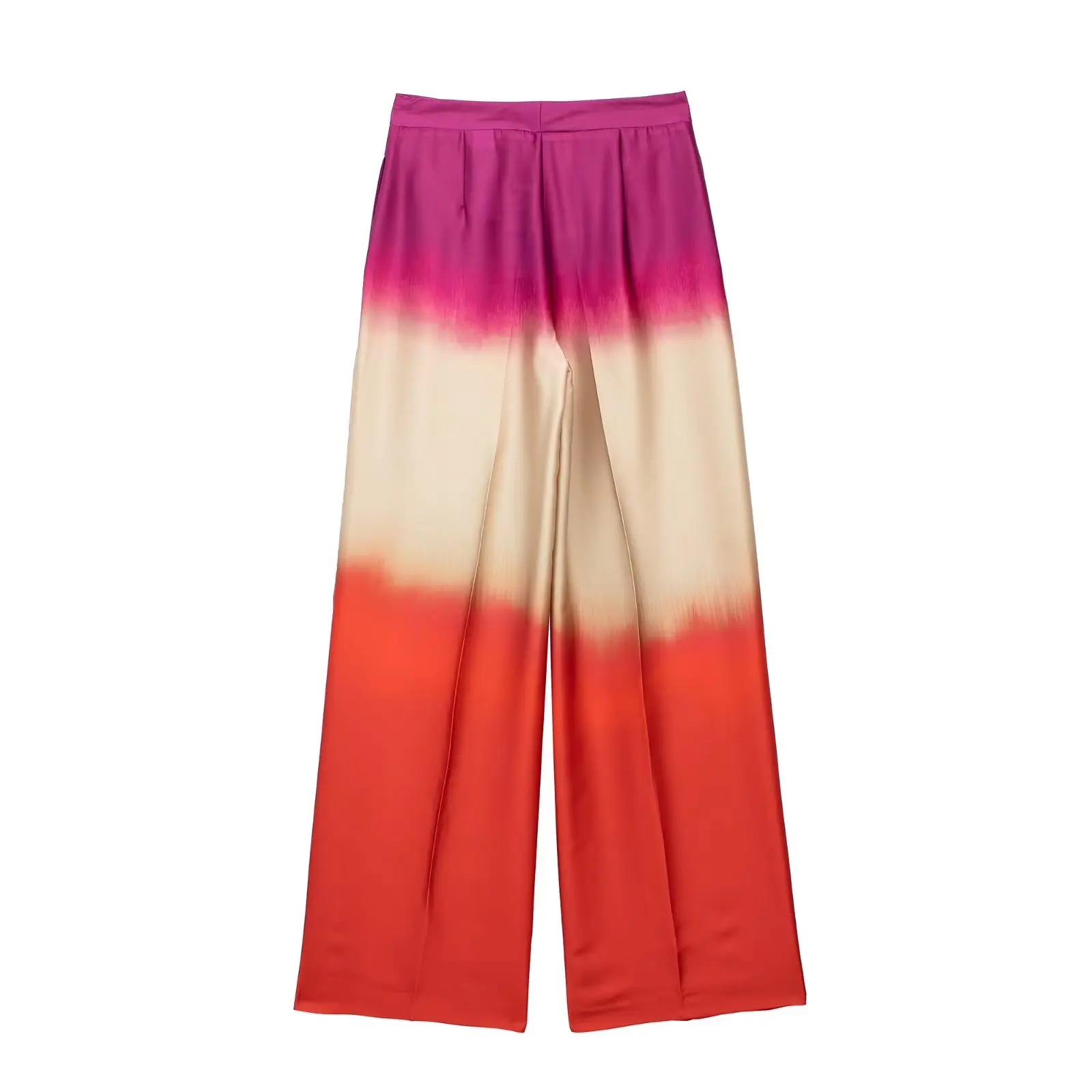 

Women Summer 2024 Satin Pants Women Pleated High Waist Trousers Women Tie Dye Baggy Pants Woman Print Wide Leg Pants for