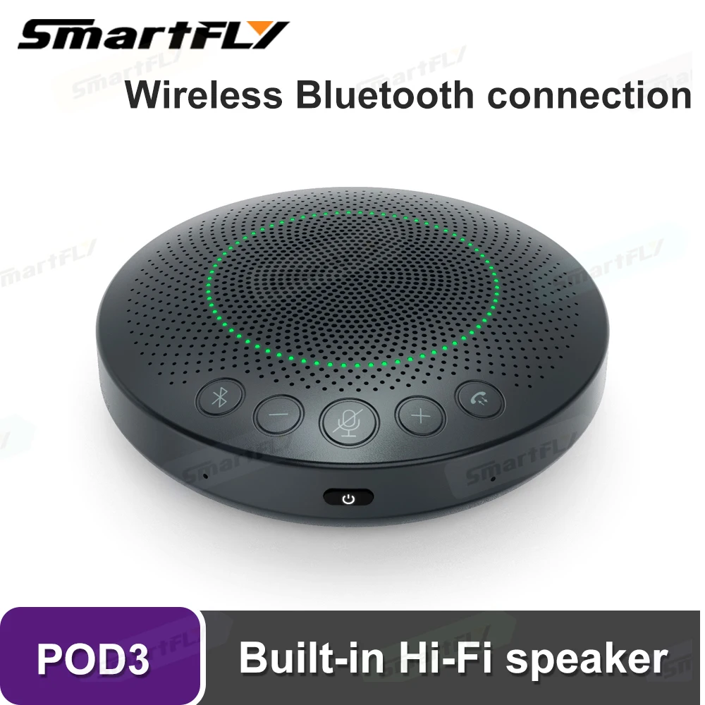 

POD3 Bluetooth Speakerphone Conference Microphone Omnidirectional Computer Mic Pickup Touch-Sensor Button Support Voice Location