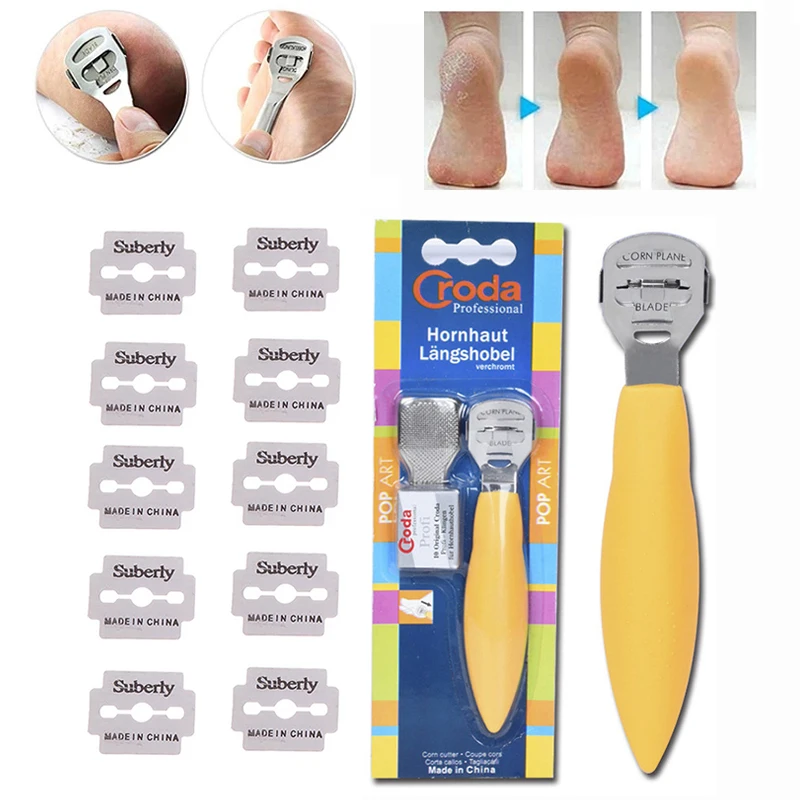 Pedicure Tool Kit Stainless Steel Foot Exfoliator With 10pcs Blades Foot Dead Skin Remover Foot Care Pedicure Tool Random Color