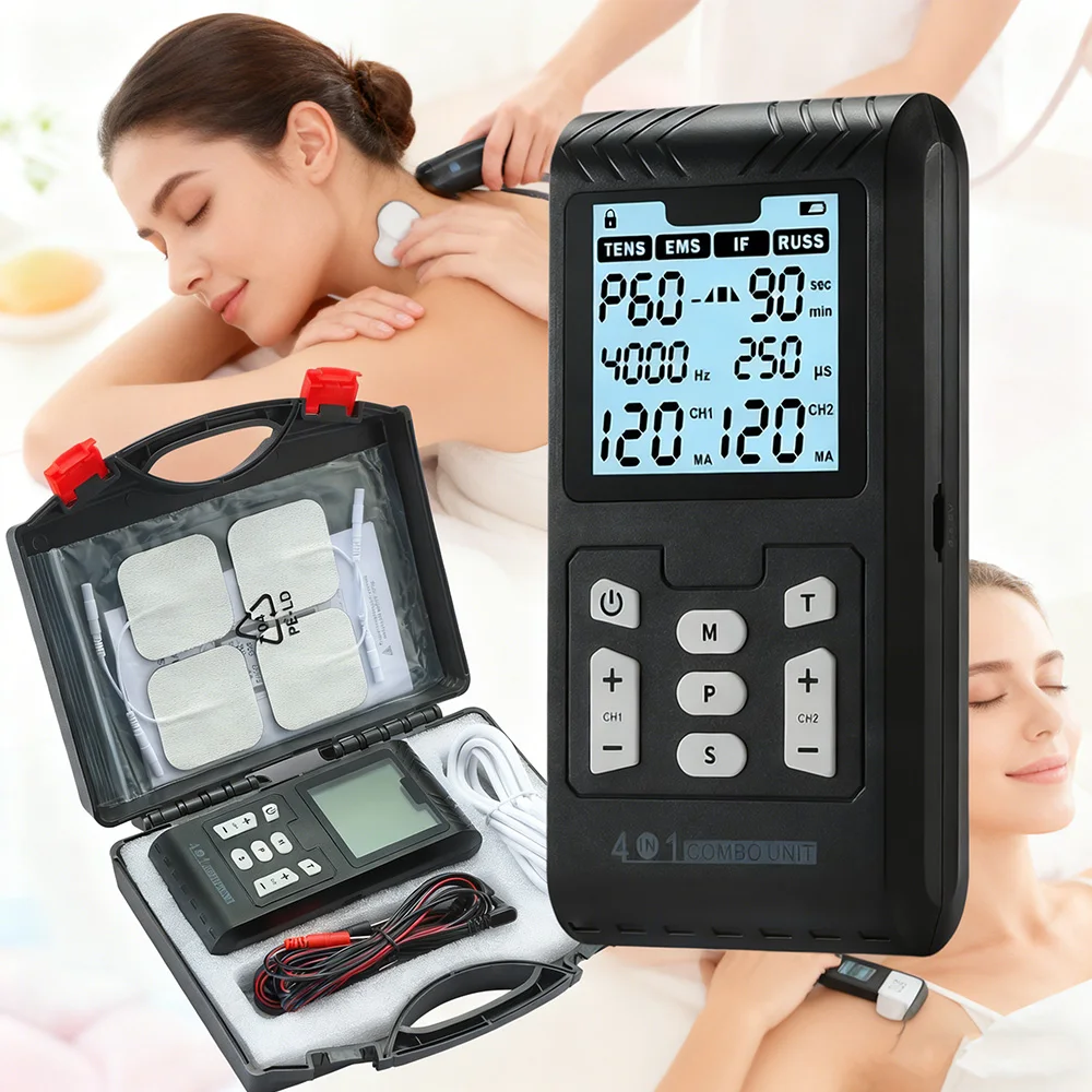 Interferential High-Frequency Electric Muscle Therapy Stimulator Adjustable IFT RUSS EMS Physiotherapy Device for Body Massage