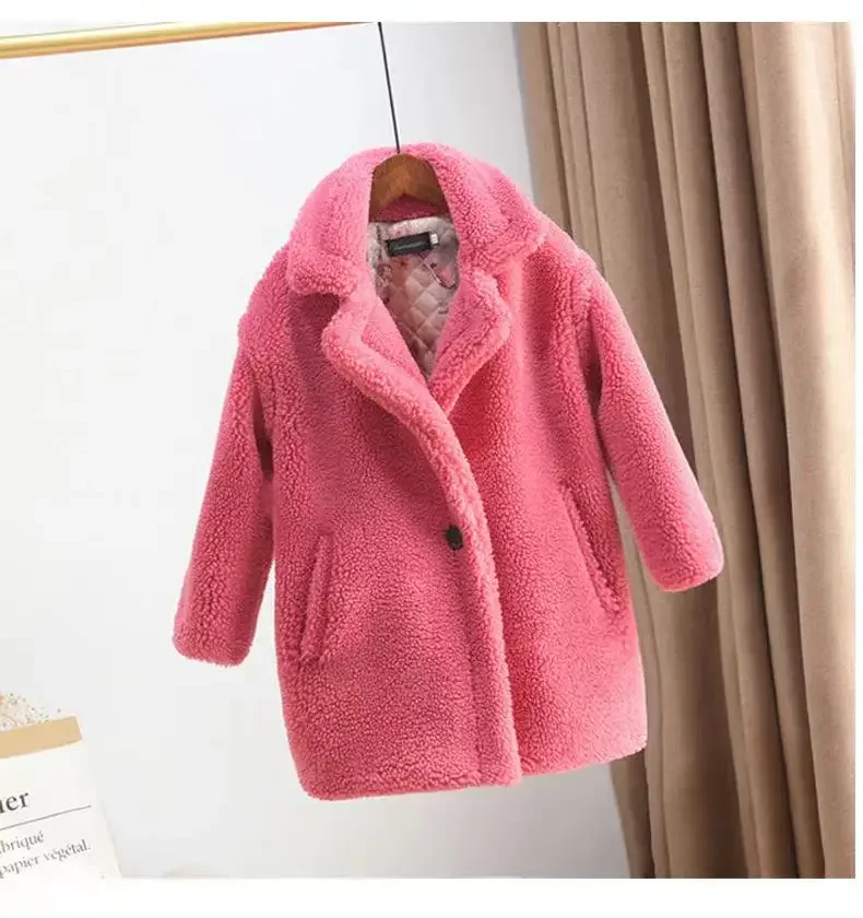 Children Clothing Autumn Winter Faux Fur Children Coat for Boys Girls Long Coat Thickened Casual Warm Fashionable Kids Clothes