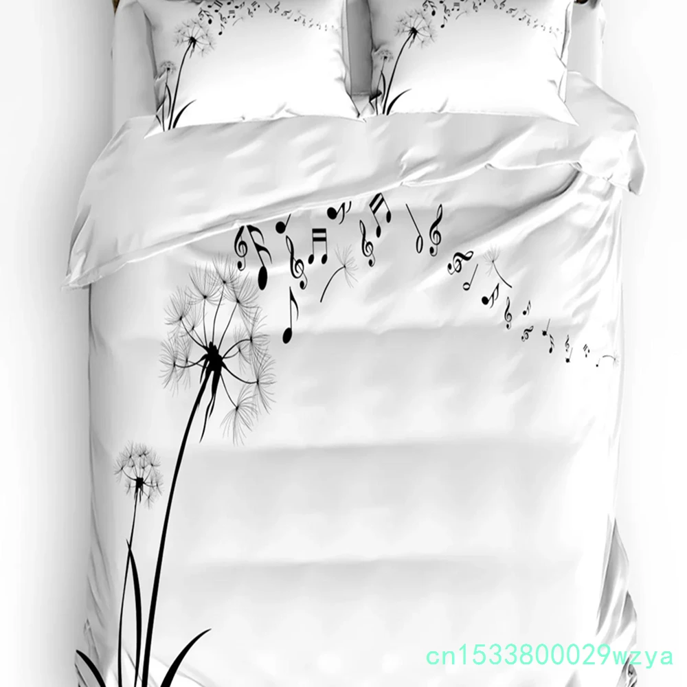 Black And White Dandelion Plant Duvet Cover 3pcs Bedding Set Home Textile Quilt Cover Pillowcases Bedroom Bedding Set No Sheet