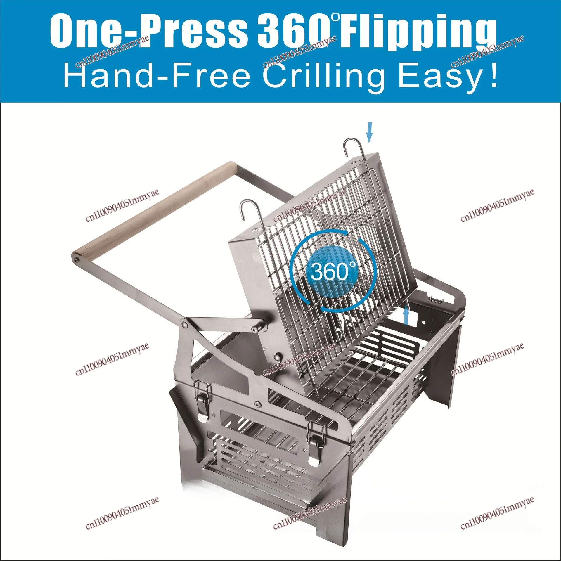 

304 Stainless Steel Removable Flip Household Charcoal Grill Outdoor Grill Fish