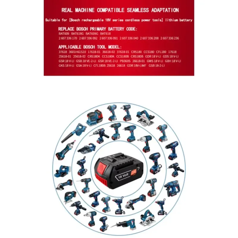 6.0Ah High-Performance Rechargeable Batteries for Bosch 18v Professional GSR/GKS/GWS/GSB/BAT Power Tool Li-ion Batteries&Charger