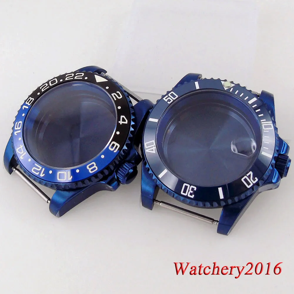 40mm 120 Clicks 20ATM Blue Coated Mens Watch Case sapphire crystals Black Bezel Fit NH35 NH36 NH34 ETA2824 PT5000 Automatic