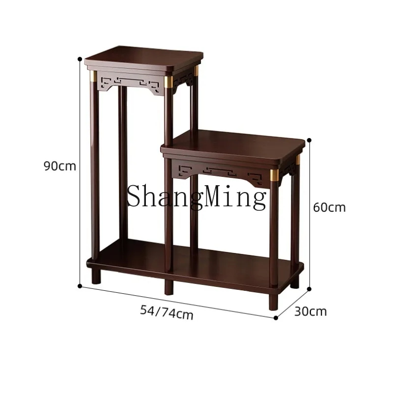 

ZHB solid wood Chinese Bogu frame tea room small fish tank living room floor-to-ceiling storage indoor flower rack