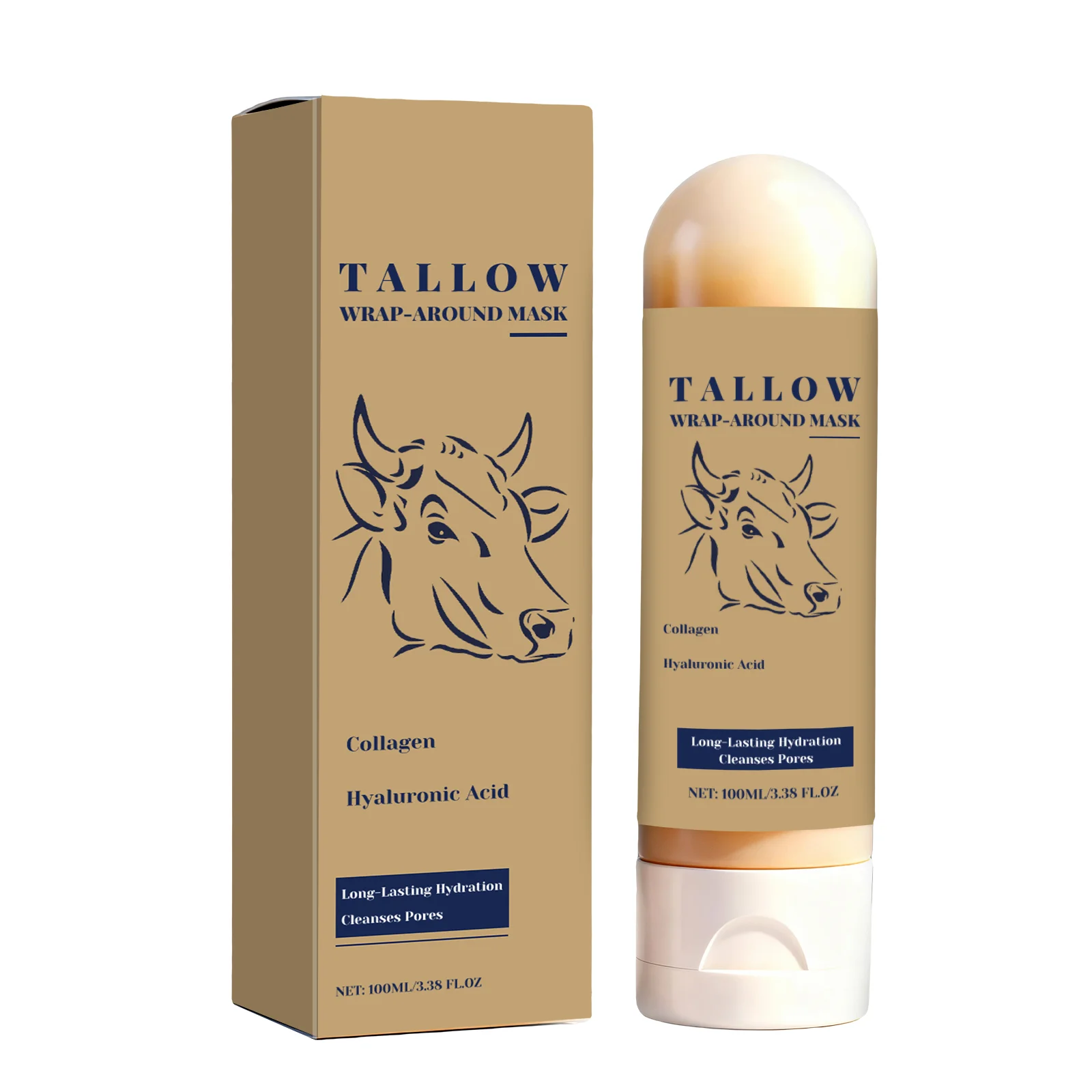 Beef Tallow Peel-Off Facial Mask Brightening Smoothing Moisturizing Glowing Repair Blackhead Removal Pore Cleansing Facial Mask