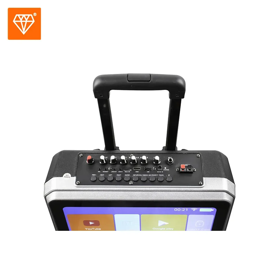 Diamond Karaoke Machine with Lyrics Display Screen 2 Wireless Microphones Portable Wifi PA Speaker System