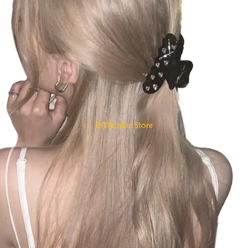 

Y5GC Rhinestones Heart Hair Clip Gorgeous Elegant Hairpin Sweet Glinting Hairpin Accessories for Women