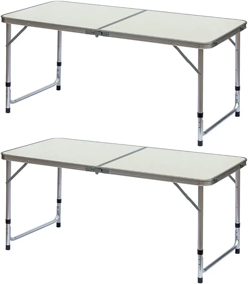 

2 Packs Aluminum Folding Camping Table 4 Feet Adjustable Height 2/3/4 Foot Lightweight Portable Camping Table Great for Outdoor