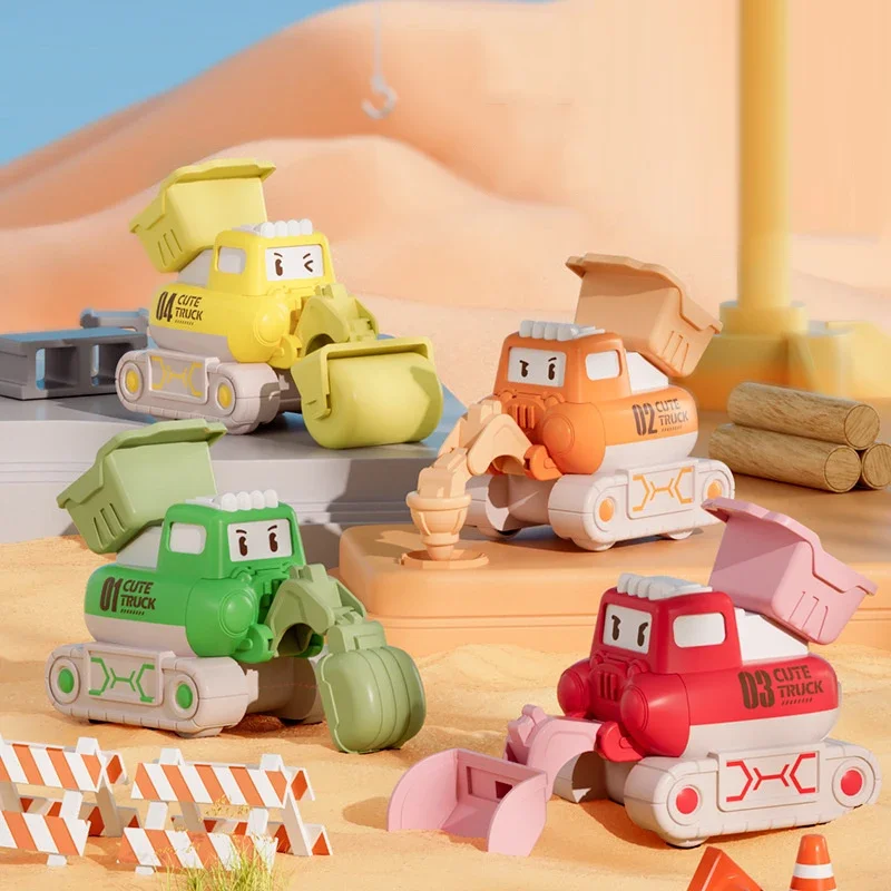 Criança dos desenhos animados carro de brinquedo mini imprensa ir veículos inércia puxar para trás carros crianças educação rastejando para crianças meninos