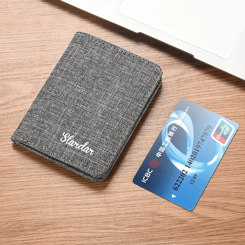 

Minimalist men's short canvas wallet, student ultra-thin wallet that can accommodate multiple driver's license slots