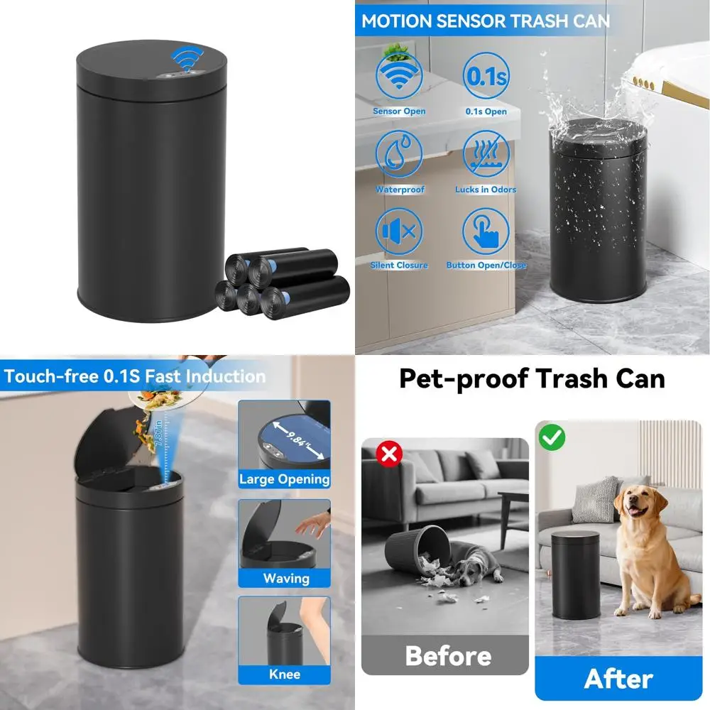 

Automatic Touchless 4 Gallon Stainless Steel Bathroom Trash Can with Motion Sensor Lid for Kitchen Use