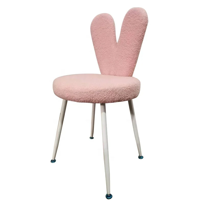 *-Modern Luxury Makeup Chair Cute Lamb Wool Backrest Metal Makeup Stool Living Room Chairs