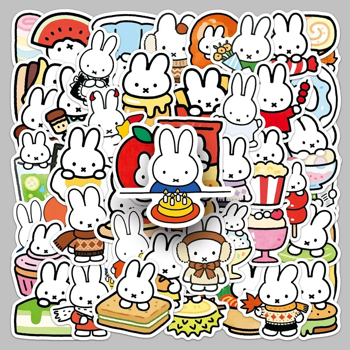 

50Miffy sticker cards cartoon animation cute rabbit soft and adorable girlish style creative decoration for walls fridge magnets
