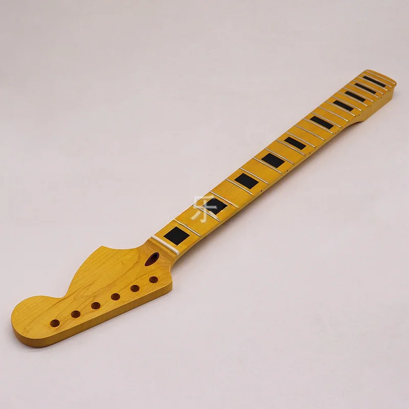 Big Head Yellow 6 Strings Matte Yellow Square Guitar Handle DIY Professional Modification Electric Guitar Neck Plus Map，22frets