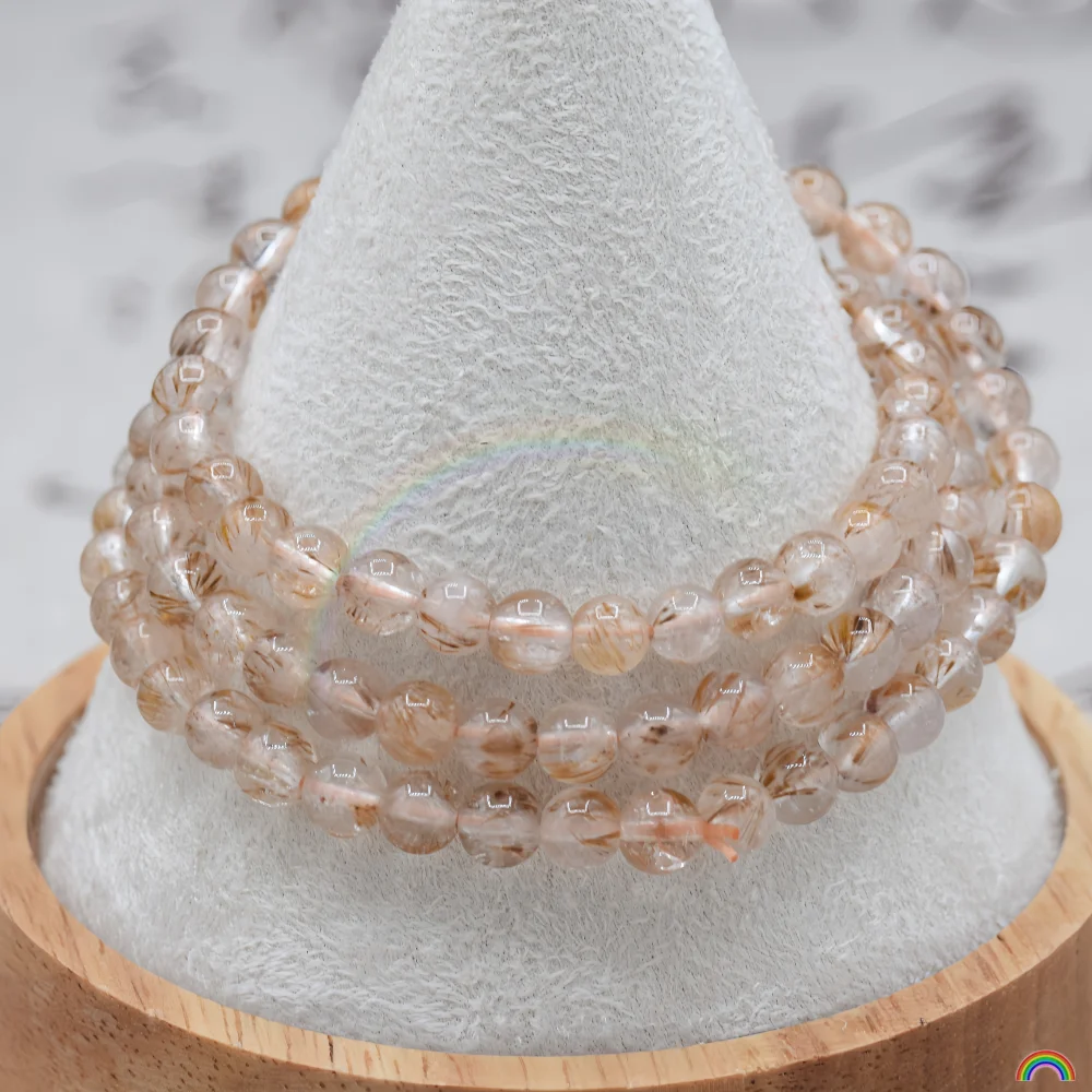 Natural Crystal Three Loop Bracelet for Women, Transport Bead, Light Luxury Crystal Stone Bracelet, Rwbuy Brand Design