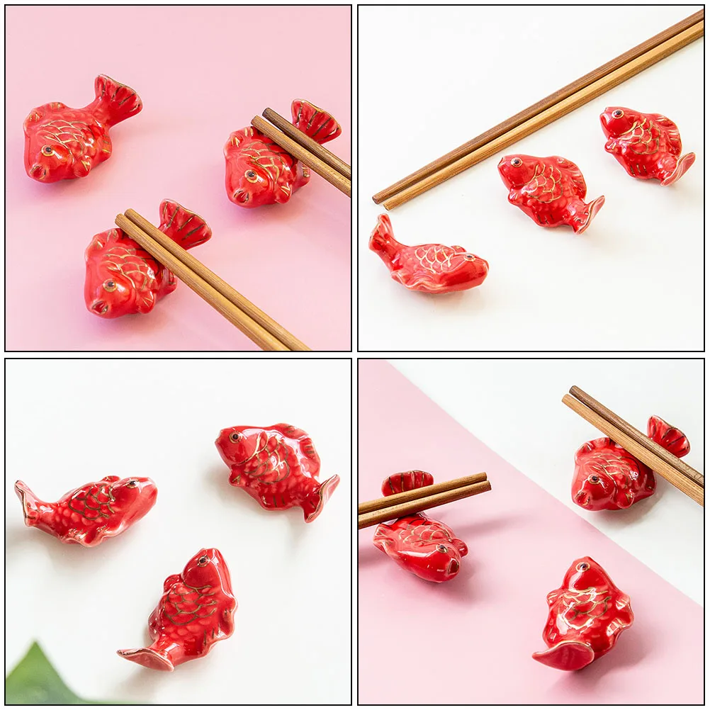 

2Pcs Goldfish Shaped Chopsticks Rest Ceramic Chopstick Stands for Kitchen Tableware Supplies Home Dinner Decor Holder