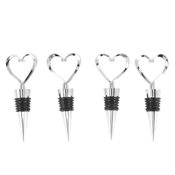 4 Stuks Hart Wijnfles Stoppers Champagne Colser Voor Het Verzegelen Van Wijn Bier-Liefde Decoratieve Wijnkurken
