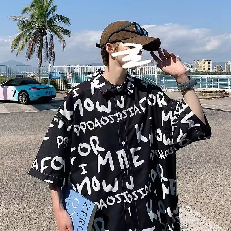 

Летняя мужская рубашка большого размера, свободная пляжная одежда, пляжная одежда с цветочным принтом, повседневная модная рубашка с длинными рукавами для пар