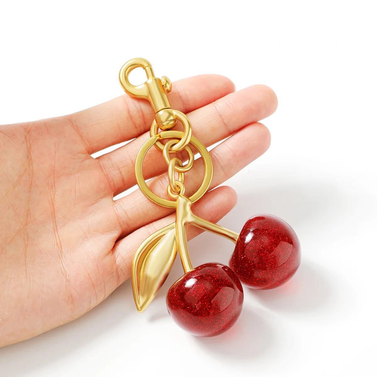 Cherry Bag Charm Keychain Women's Exquisite Internet-famous Crystal Cherry for Women Girs Bag Purse Pendant Accessories Gift ﻿