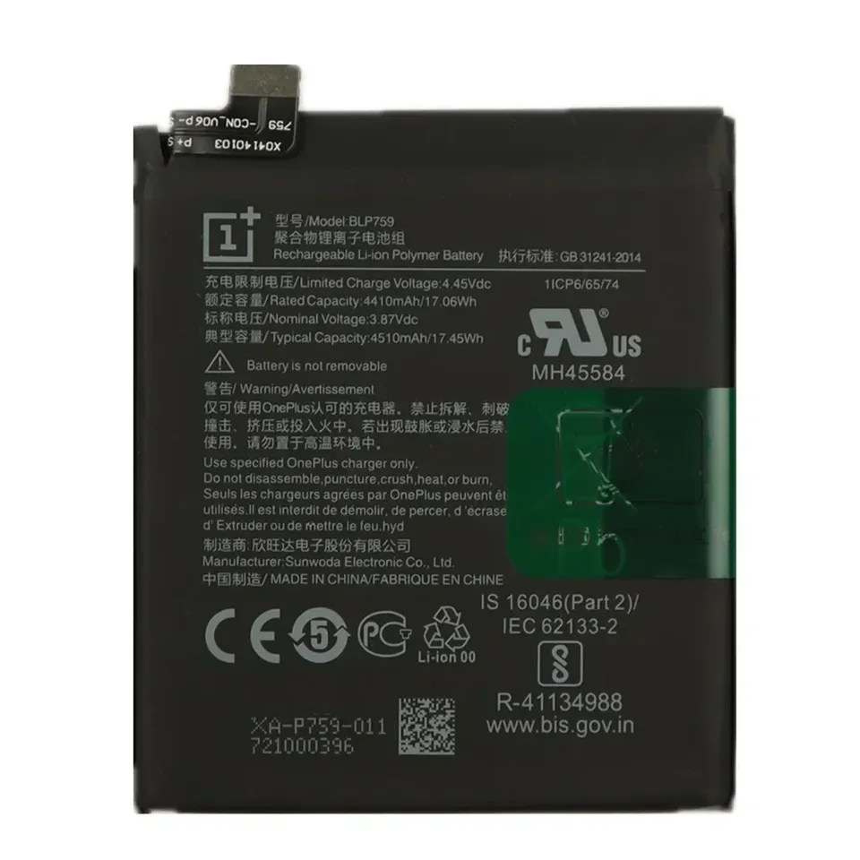 Bateria Original 4500mAh BLP759 1+ para Onepuls 8Pro One Plus 8