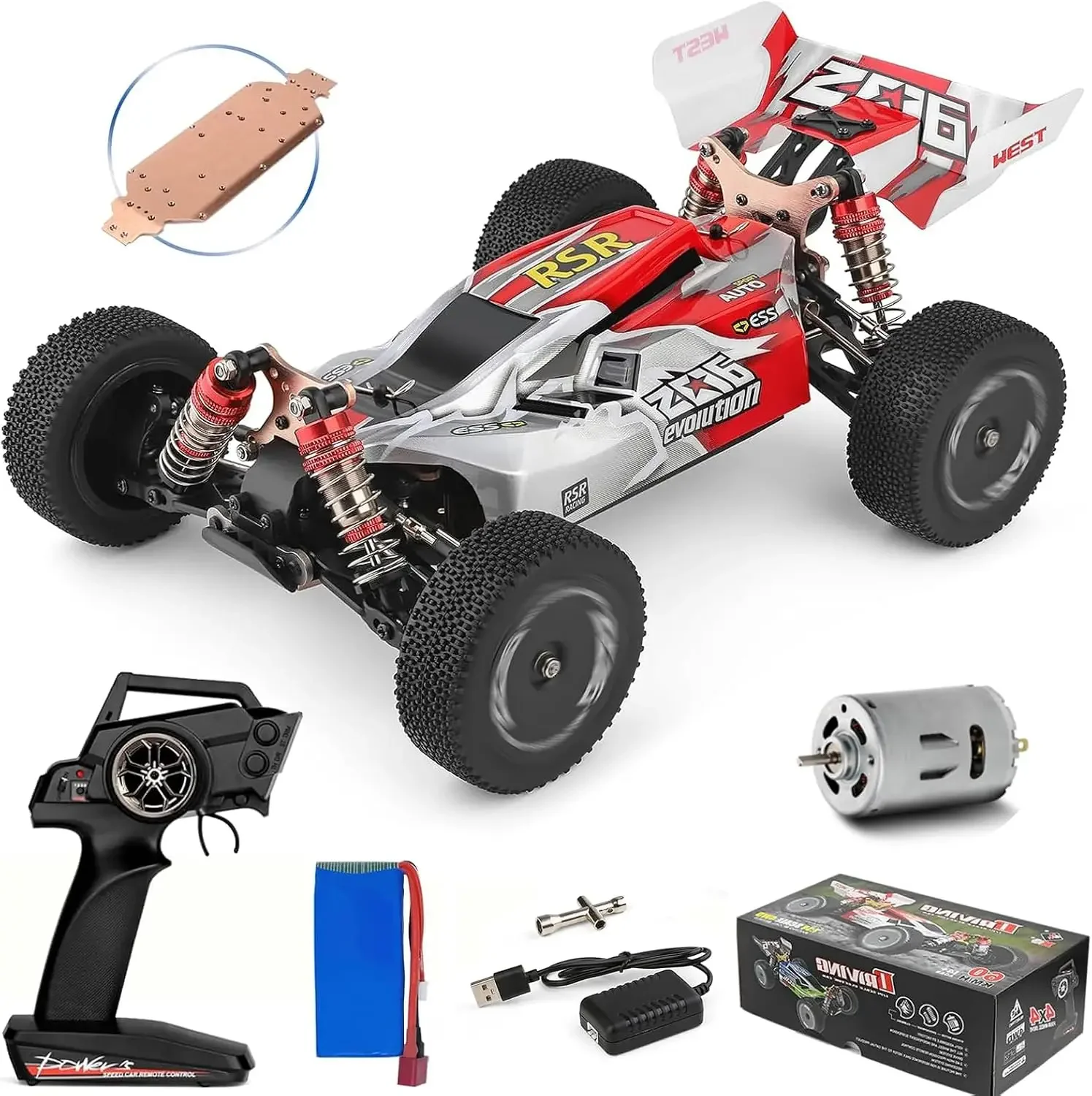 WLtoys 144001 RC Car, 4WD 2.4GHz 60km/h High Speed Remote Control Car Off-Road RC Trucks, 1:14 Scale RC Buggy with RTR