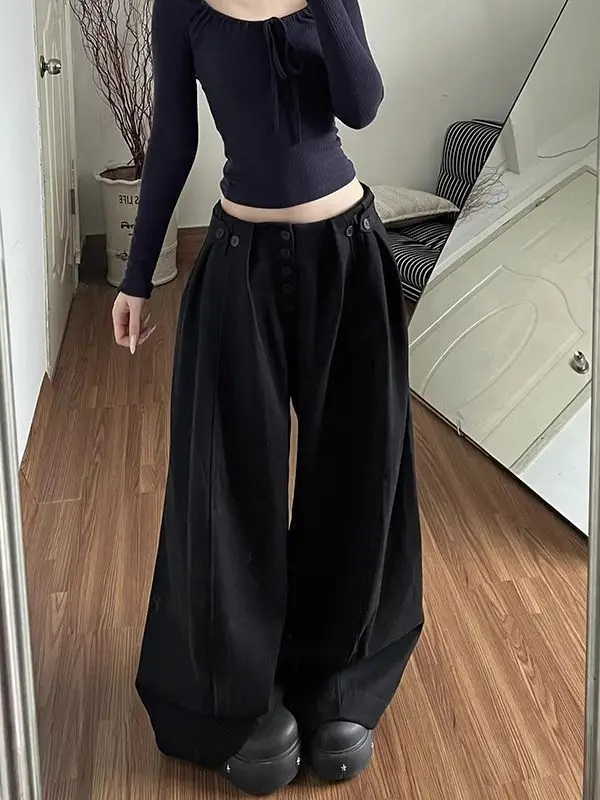 White Thick Wide Leg Casual Pants Women's Autumn Winter New Style Super Beautiful Loose Small Size Straight Long Trousers