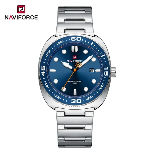 Imagen 2 del producto Marca NAVIFORCE, relojes deportivos a la moda para hombre, correa de acero inoxidable de lujo, reloj de pulsera de cuarzo resistente al agua hasta 30M con indicador de fecha para hombre, nuevo
