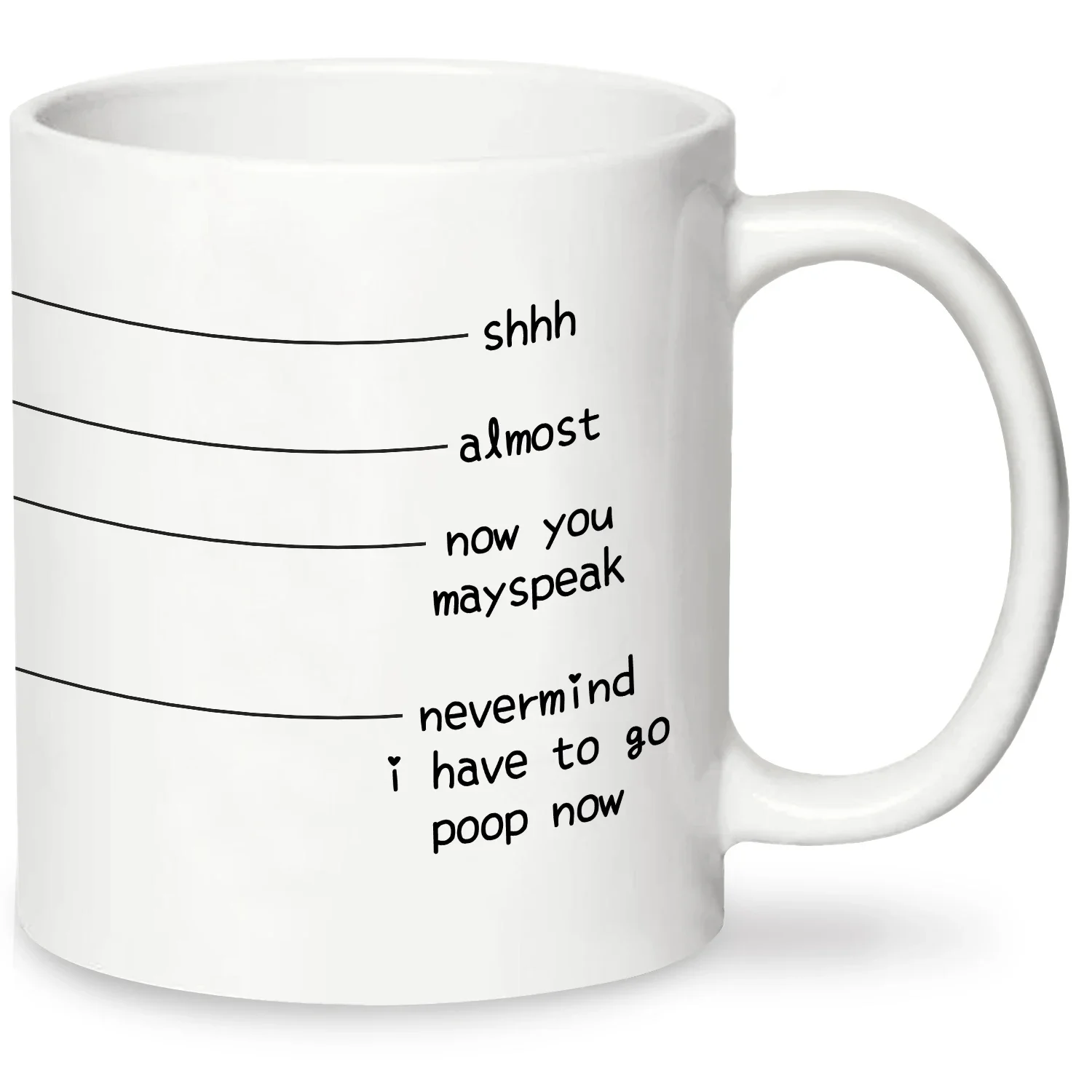 1pc, Shh Almost Now You May Speak Nevermind I Have To Go Poop Now - Funny Coffee Mug - Funny Quote Coffee Mug for Husband,320ML