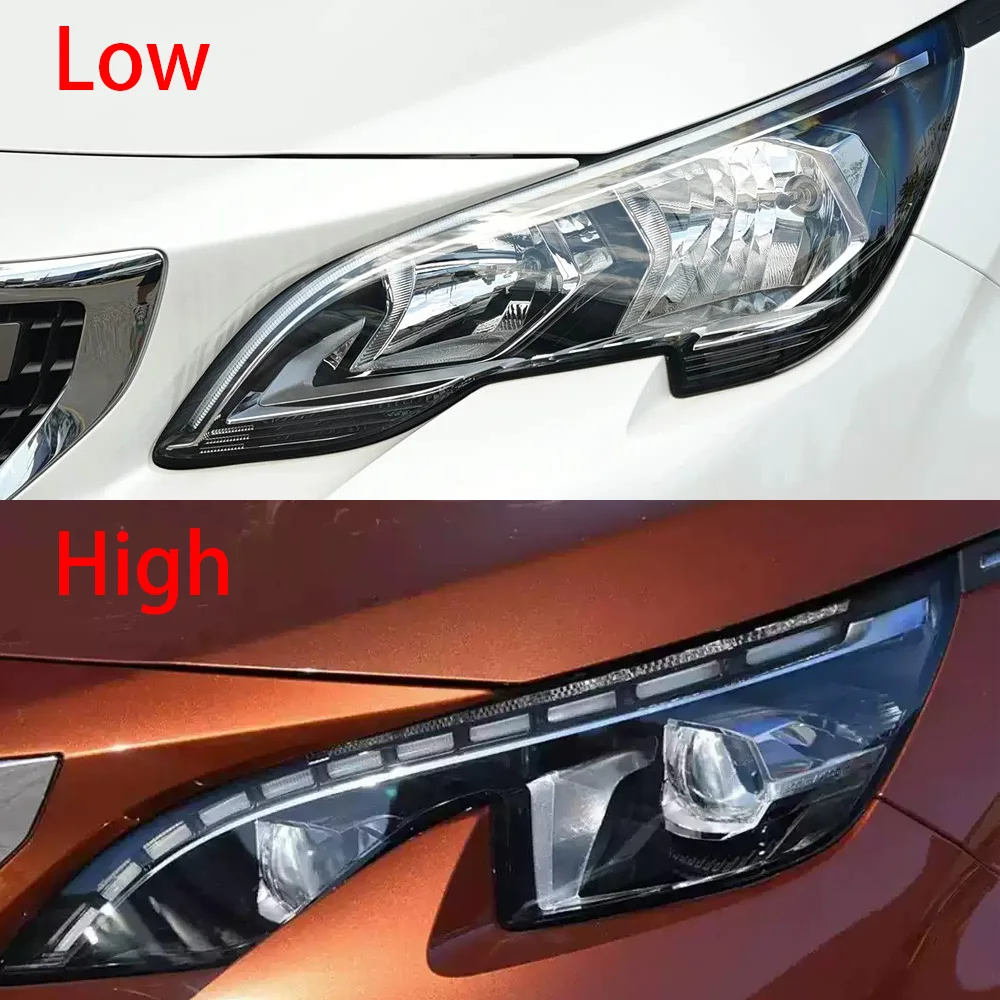 For Peugeot 4008 5008 2017-2019 (High) Headlight Cover Transparent Lampshade Headlamp Shell Plexiglass Replace Original Lens 6