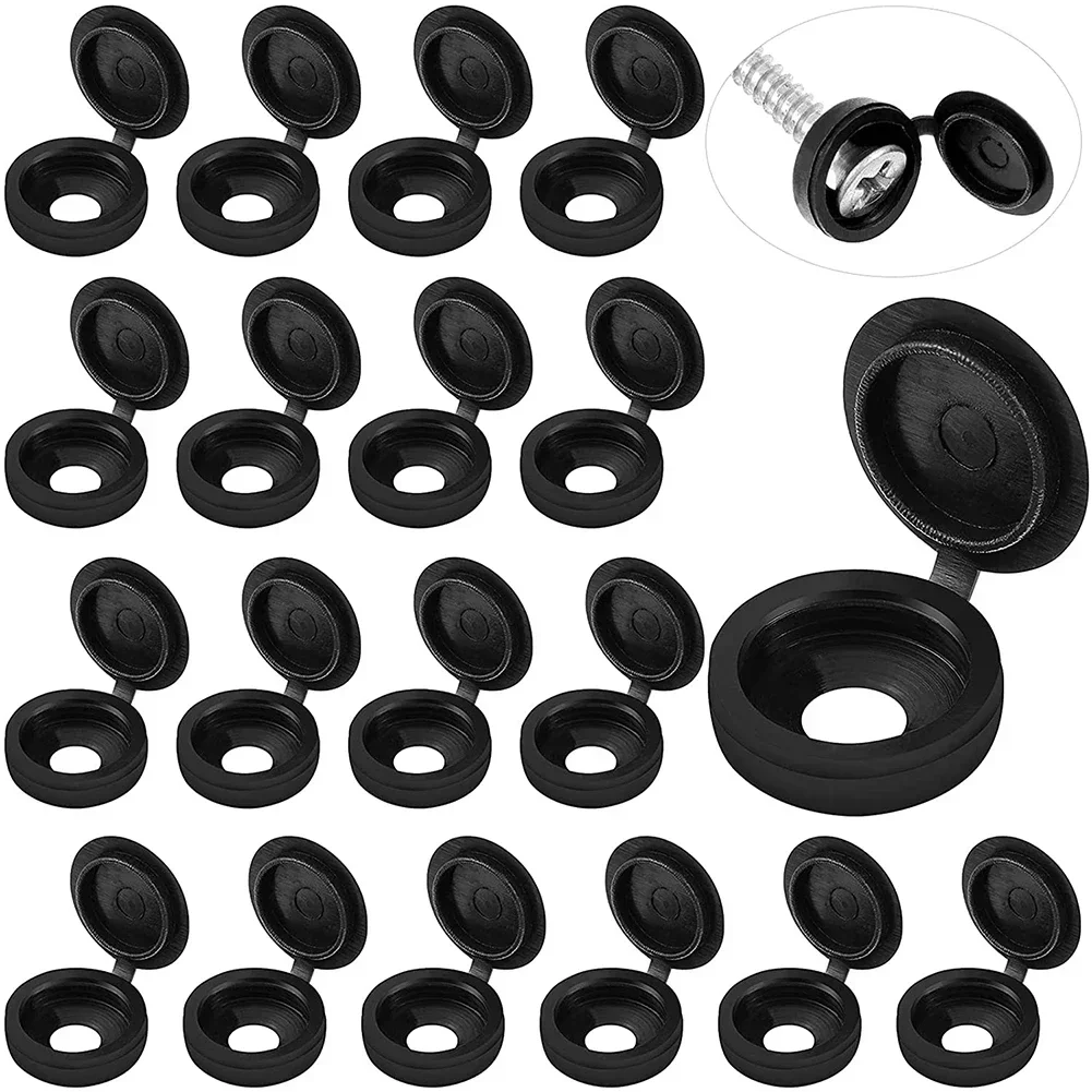 

Auto Screw Covers Black Hinged Plastic Clips Countersunk Screws Easy To Use Furniture Use Pan Head Screws Plastic Material