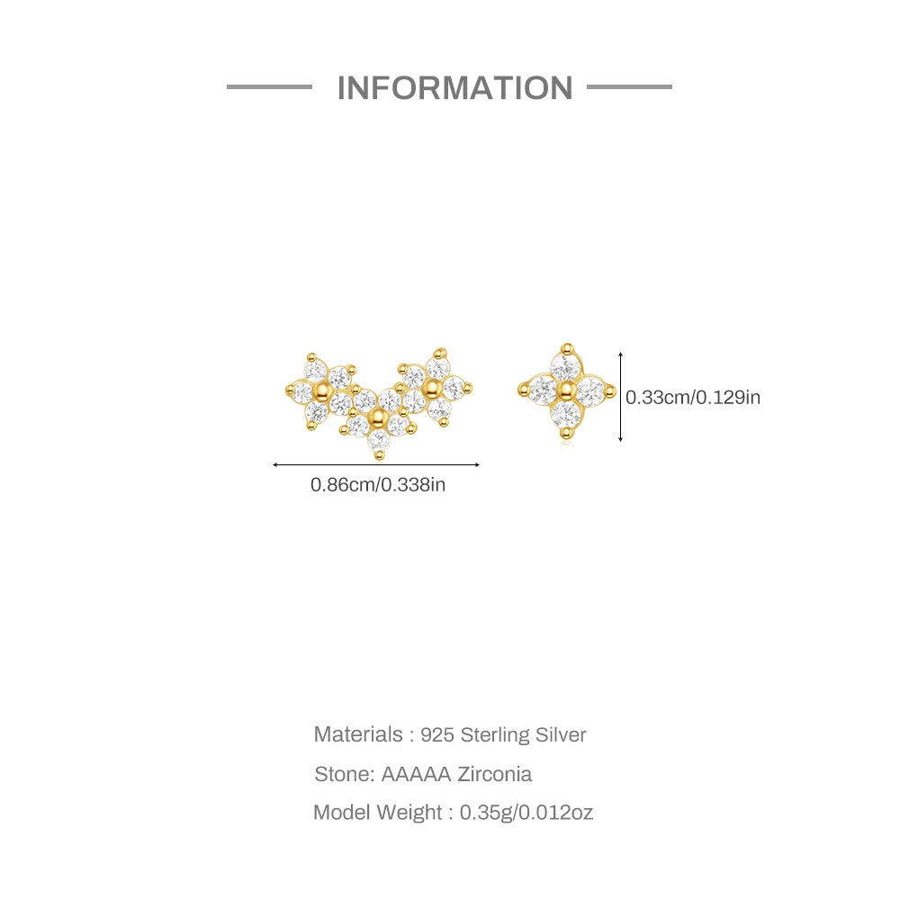 ROXI 925 Sterling Silver 1PC Flower/Crown Zircon Wear on both side Design Pierce Earrings For Women Couple Wedding Party Jewelry