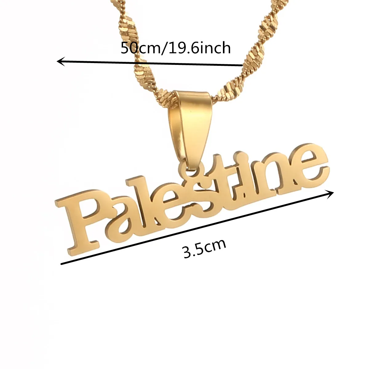 Stainless Steel Palestine Vintage Map Pendant Necklace For Men Women Arabic African view 2