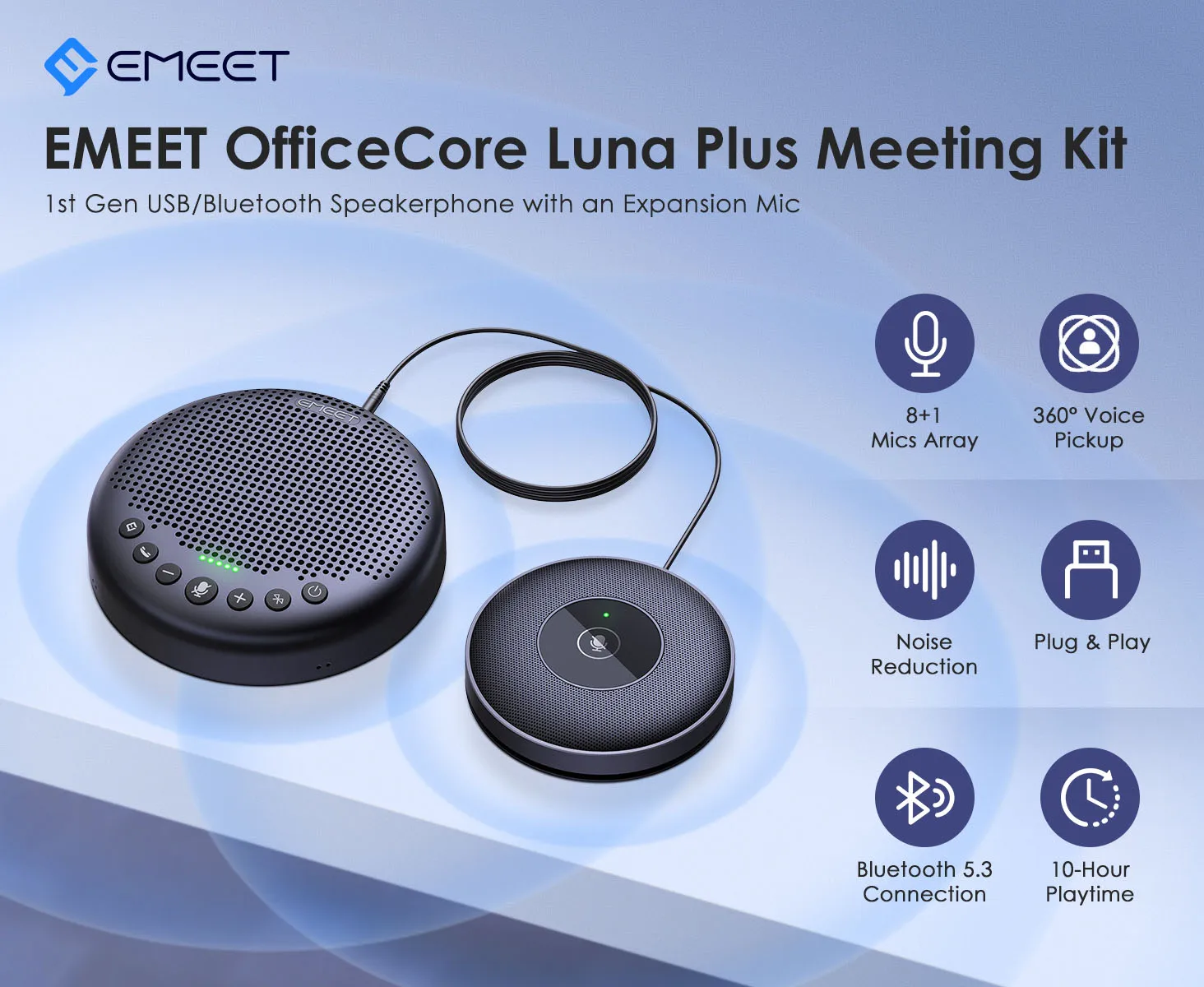 Bluetooth-Freis prec heinrich tung Konferenz USB-Lautsprecher emeet luna plus Kit-Lautsprecher telefon mit 8 Mikrofonen 360 ° Sprach aufnahme für das Home Office – Detail 2