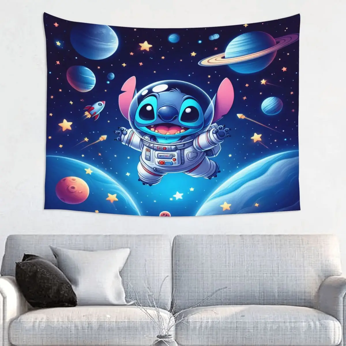 Tapiz de punto personalizado para decoración del hogar, tapices Hippie para colgar en la pared, sala de estar, Anime, Galaxia, planeta