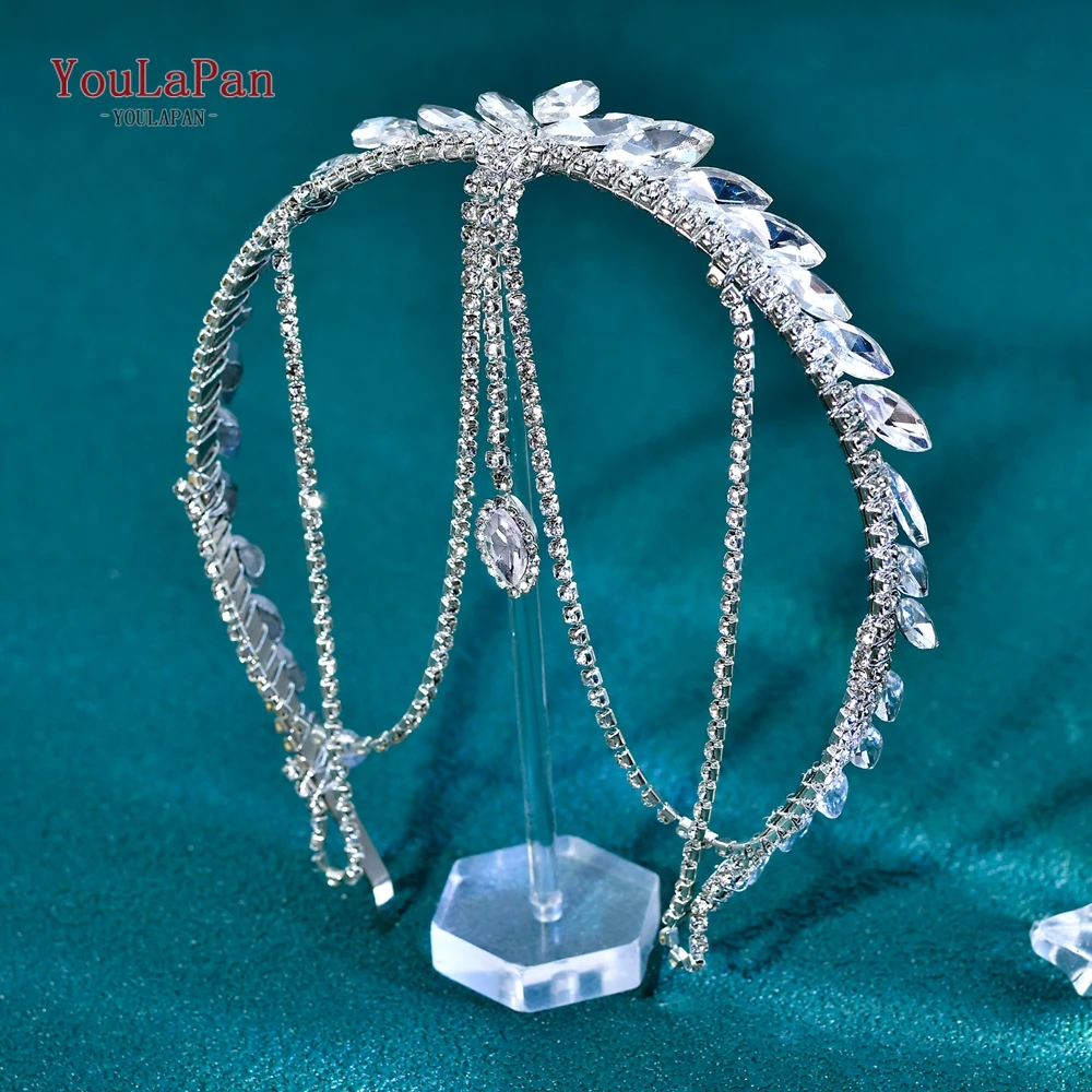 YouLaPan Tiara Ślubna Obręcz do Włosów Ślubna Ozdoba do Włosów z Cyrkoniami Opaska Bankietowa Korona na Imprezę Akcesoria do Włosów Vintage HP927