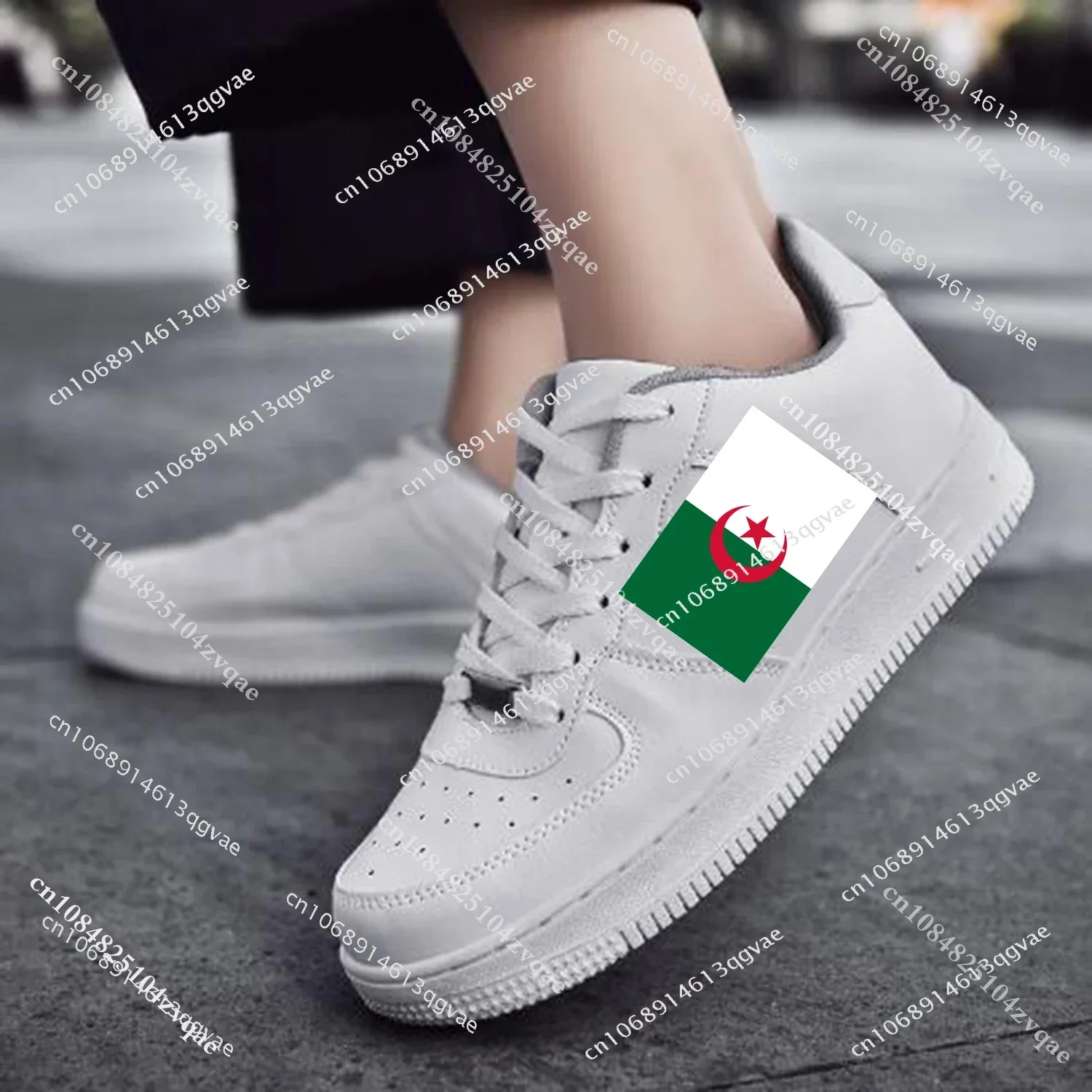 Bandiera algeria AF basket uomo donna sport Running appartamenti di alta qualità Force Sneakers Lace Up Mesh scarpe su misura fai da te